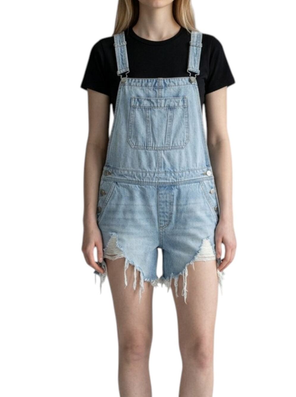 BLANK NYC BlankNyc Denim Super Distressed Overalls Shorts 27 Small